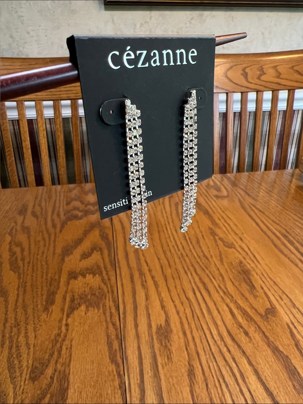 cézanne Silver Crystal Drop Fringe Earrings - For Sensitive Skin. NWT in Box.